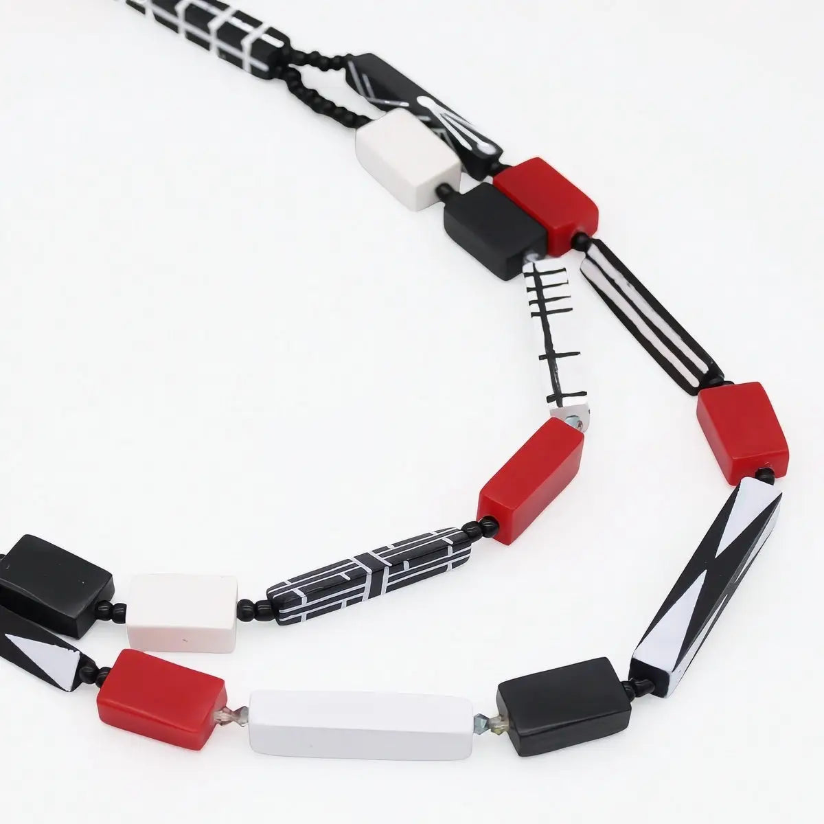 SYLCA Soran Red Mixed Bead Necklace - LS26N23 - RED