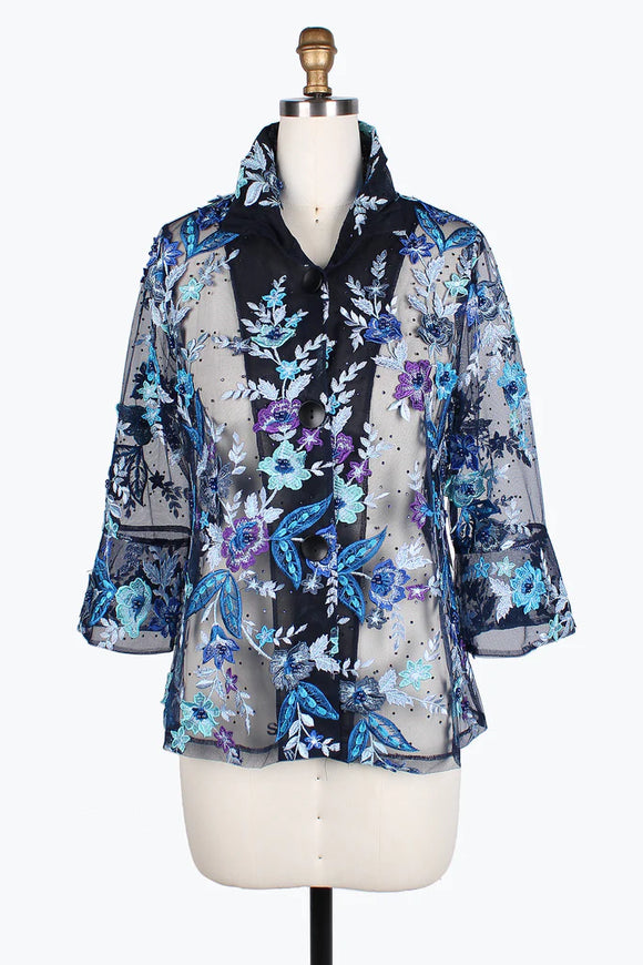 DAMEE Floral Embroidery JKT-2380-BLUE