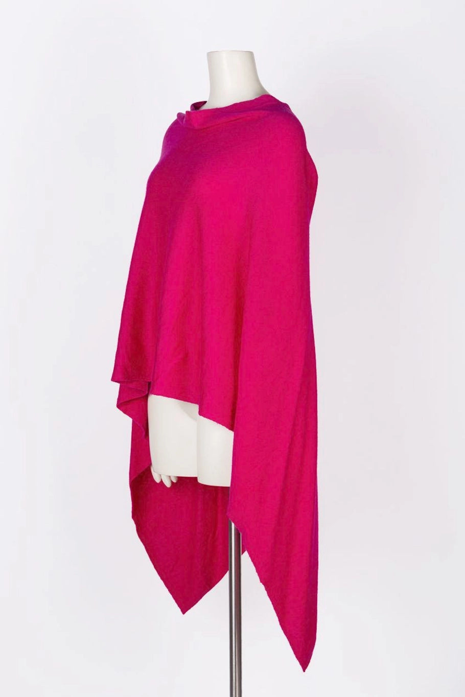Dolma Cashmere Poncho - FUSCHIA DARK PINK