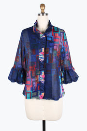 DAMEE RAINBOW SQUARES RUFFLE JKT-2393-MULTI
