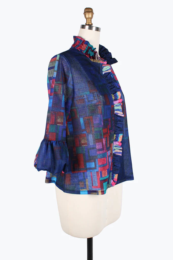 DAMEE RAINBOW SQUARES RUFFLE JKT-2393-MULTI