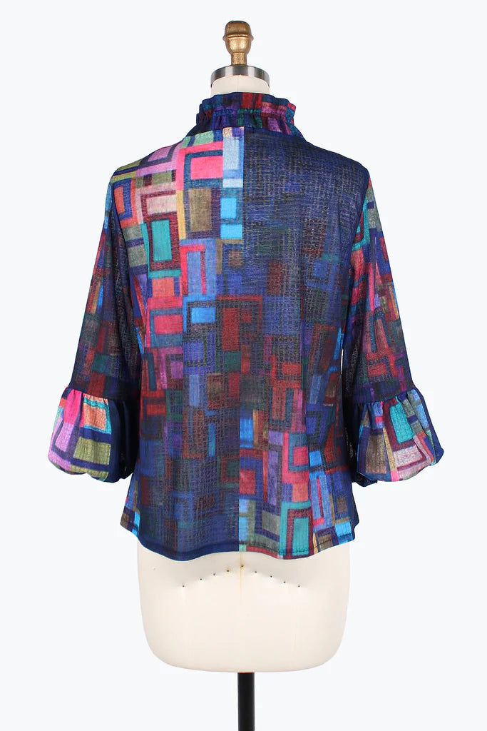 DAMEE RAINBOW SQUARES RUFFLE JKT-2393-MULTI
