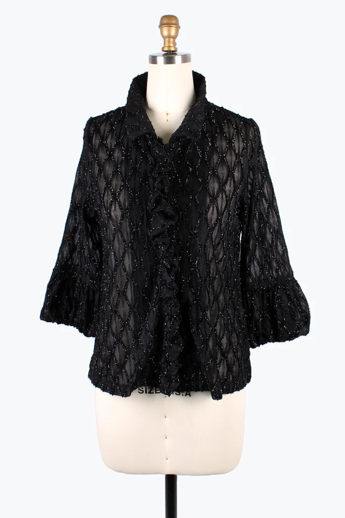 DAMEE SPARKLING OGEE RUFFLE JKT- 2397 - BLK