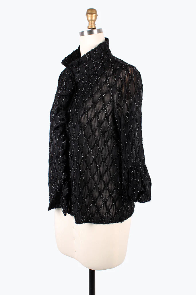 DAMEE SPARKLING OGEE RUFFLE JKT- 2397 - BLK