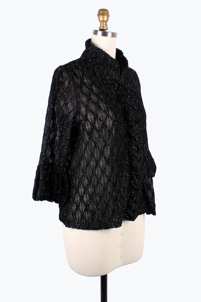 DAMEE SPARKLING OGEE RUFFLE JKT- 2397 - BLK