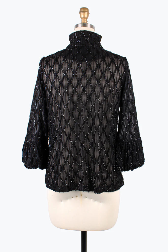 DAMEE SPARKLING OGEE RUFFLE JKT- 2397 - BLK