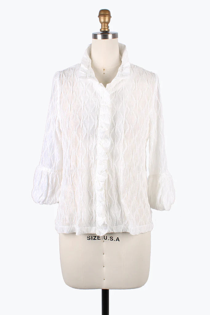 DAMEE SPARKLING OGEE RUFFLE JKT- 2397 - WHT