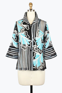 DAMEE FLOWERS & STRIPES SOUTACHE JKT - 2407 - BLU