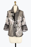 DAMEE FLOWERS & STRIPES SOUTACHE JACKET - 2407 - SILVER