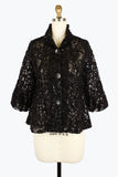 DAMEE FLORAL CHENILLE & SEQUINS PEPLUM JKT - 2411 - BLK