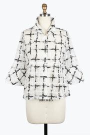 DAMEE SPARKLING GRID PEPLUM JKT - 2424 - WHT