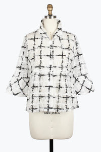 DAMEE SPARKLING GRID PEPLUM JKT - 2424 - WHT