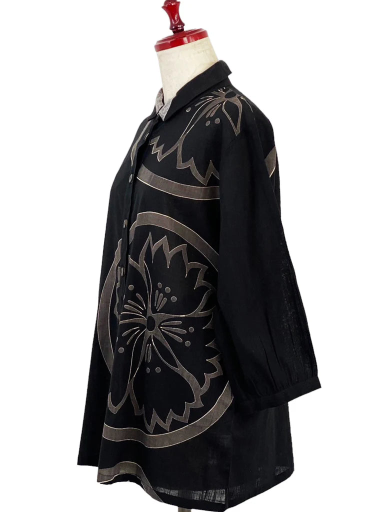 MONA LISA by Pure Fit - 243032A-36-BK - Cuff Sleeve Jacket - Sakura Print - Black (36)