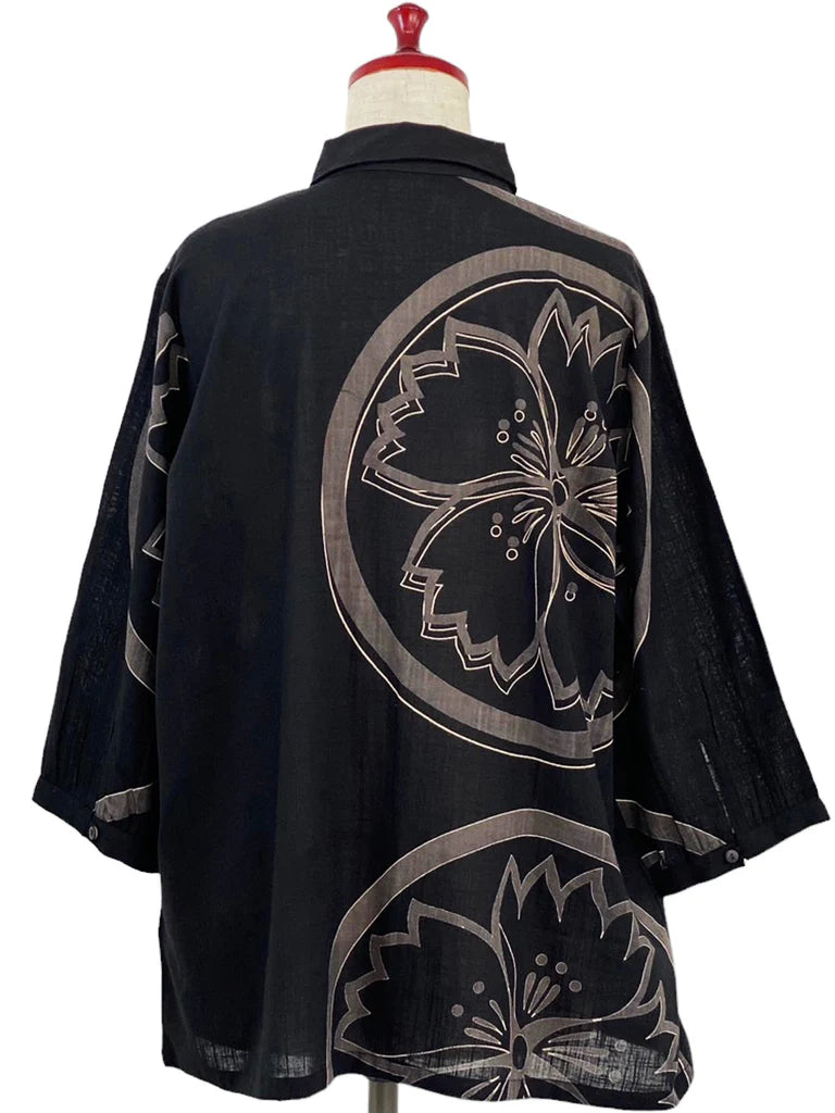MONA LISA by Pure Fit - 243032A-36-BK - Cuff Sleeve Jacket - Sakura Print - Black (36)