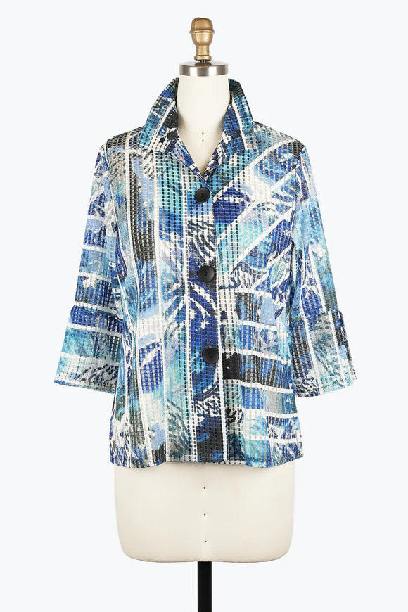 DAMEE ABSTRACT WATERCOLOR NET JKT - 2431 - BLU