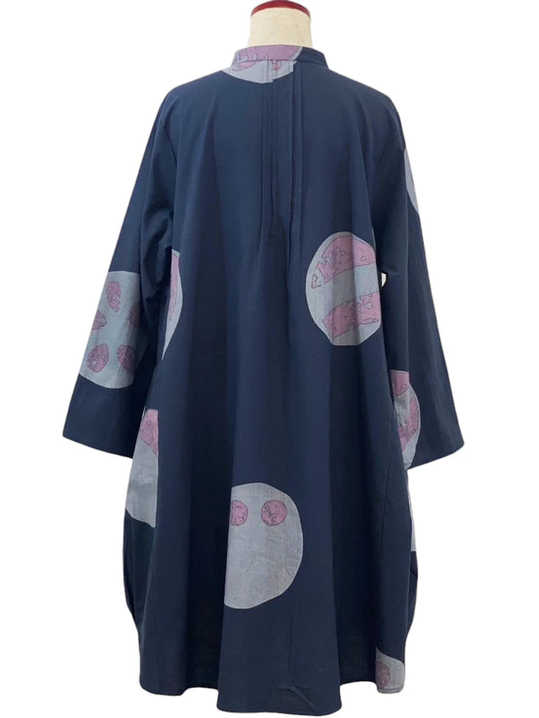 MONA LISA by Pure Fit - 244240-DB - Pintuck Long Jacket - Multi Bubble Print - Dark Blue (C)