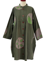 MONA LISA by Pure Fit - 244240-GE - Pintuck Long Jacket - Multi Bubble Print - Dark Green