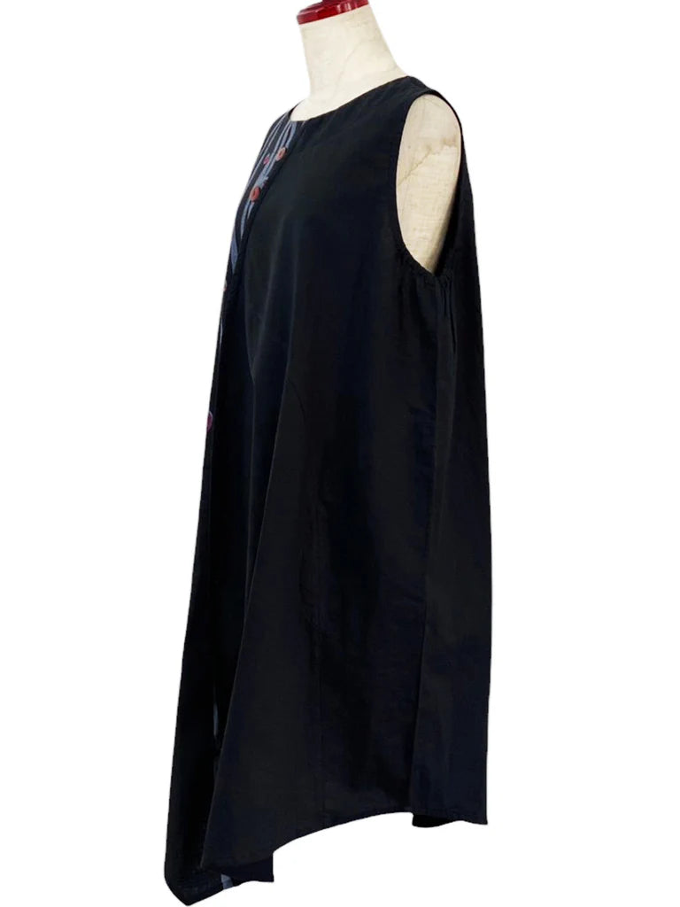 MONA LISA by Pure Fit - 244343-BK - Panel Asymmetrical Jumper - Solid/Birch Print - Black