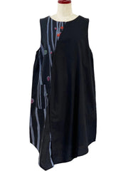 MONA LISA by Pure Fit - 244343-BK - Panel Asymmetrical Jumper - Solid/Birch Print - Black