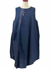 MONA LISA by Pure Fit - 244343-DB - Panel Asymmetrical Jumper - Solid/Birch Print - Dark Blue (C)