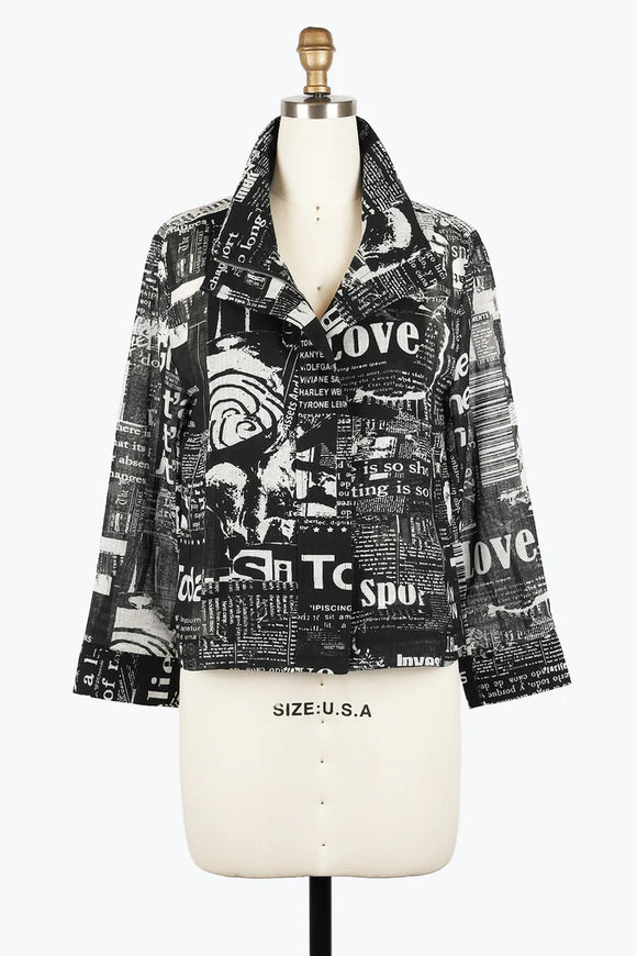 DAMEE NEWSPAPER BIKER JKT - 2447 - BLK