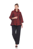 Moonlight Geometric Dotted Jacquard Button Front Jacket - 2455 TAF- RED