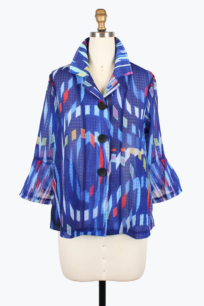 DAMEE COLORFUL GRID MESH JKT - 2458 - BLU