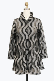 DAMEE SEQUIN WAVY METALLIC EMBROIDERY FLARE JKT - 2461-SLV