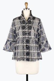 DAMEE METALLIC CHENILLE EMBROIDERY SHORT JKT - 2463-NVY