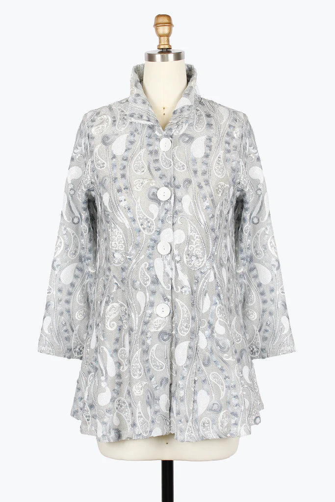 DAMEE PAISLEY SEQUIN LUREX FLARE JKT - 2474-BLU