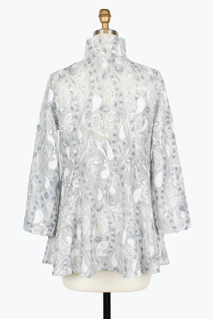 DAMEE PAISLEY SEQUIN LUREX FLARE JKT - 2474-BLU