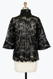 DAMEE FLORAL PLEATHER LACE JACKET - 2479-BLK