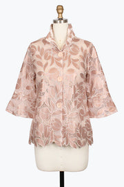 DAMEE FLORAL PLEATHER LACE JACKET - 2479-PNK