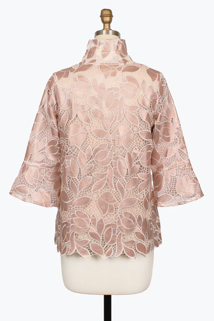 DAMEE FLORAL PLEATHER LACE JACKET - 2479-PNK