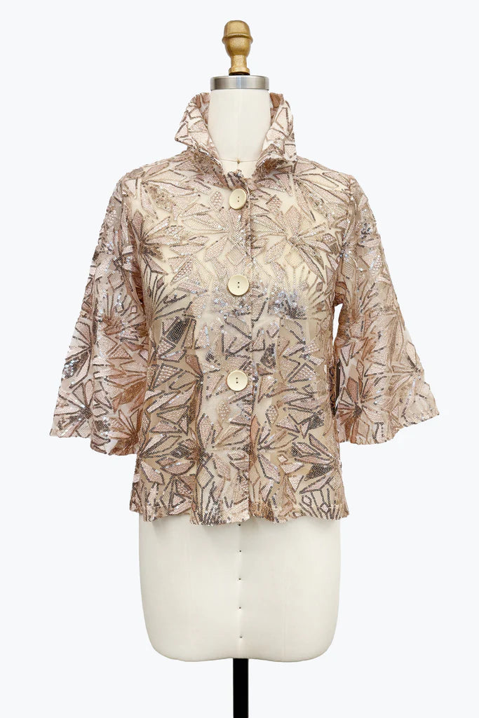 DAMEE GEOMETRIC SEQUINS SHORT JACKET - 2480-RGD
