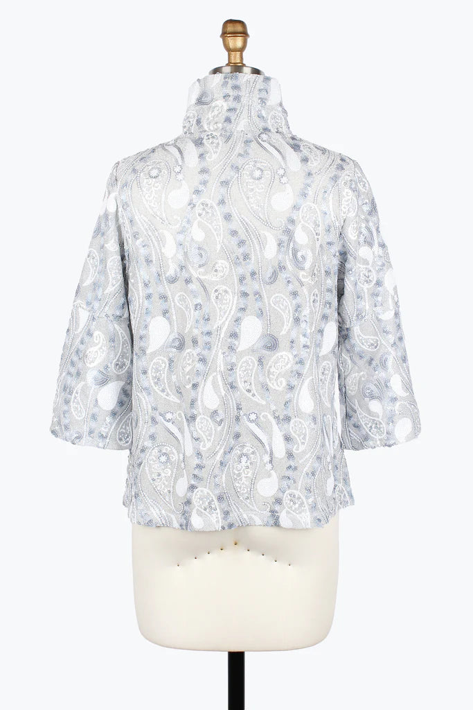 DAMEE PAISLEY SEQUIN LUREX SHORT JACKET - 2481-BLU