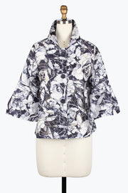 DAMEE FLORAL BURNOUT JACQUARD SHORT JACKET - 2482-NVY