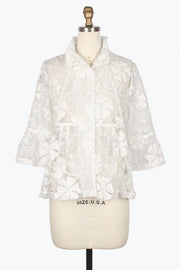 DAMEE FLORAL SEQUIN & SPARKLE SHORT JACKET - 2483-WHT