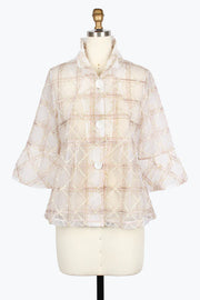 DAMEE METALLIC CHENILLE PLAID SHORT JACKET - 2484-RGD