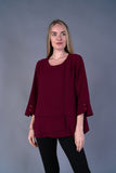 Shana Solid Airflow Button Top - 24851 - WINE