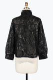 DAMEE ABSTRACT SEQUIN EMBROIDERY BIKER JACKET - 2488-BLK