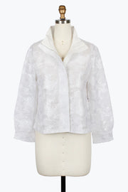 DAMEE ABSTRACT SEQUIN EMBROIDERY BIKER JACKET - 2488-WHT