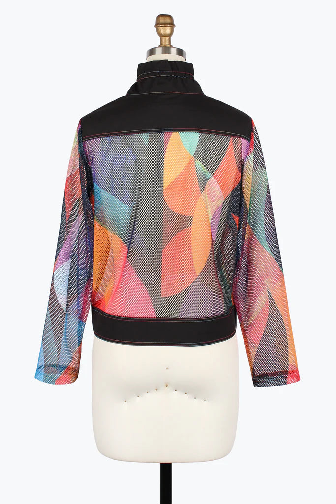 DAMEE OIL PAINTING FULL ZIP NET JACKET - 2489-BLK