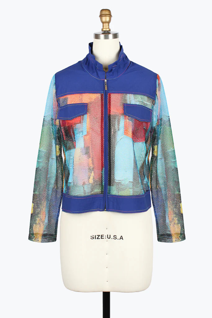 DAMEE OIL PAINTING FULL ZIP NET JACKET - 2489-RYB