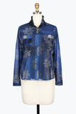 DAMEE FLORAL FULL ZIP NET-MESH JACKET - 2491-BLU