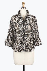 DAMEE GOLDEN ZEBRA LACE PUFFED CUFF JACKET - 2493-BLK