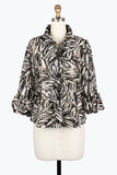 DAMEE GOLDEN ZEBRA LACE PUFFED CUFF JACKET - 2493-BLK