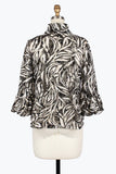 DAMEE GOLDEN ZEBRA LACE PUFFED CUFF JACKET - 2493-BLK