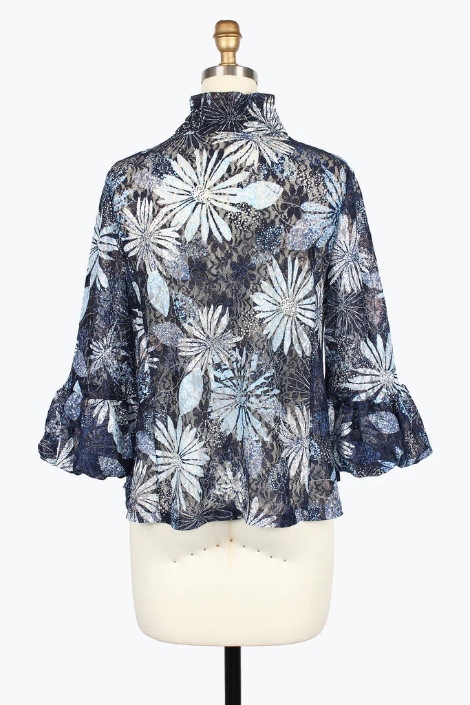 DAMEE DAISY LACE PUFFED CUFF JACKET - 2494-NVY