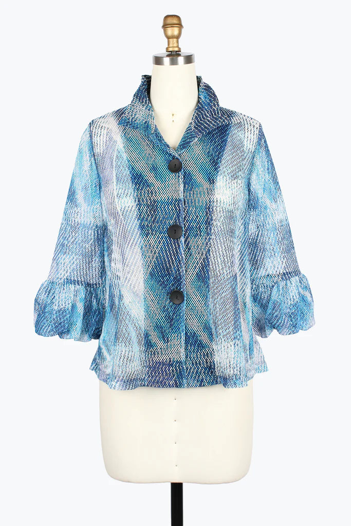 DAMEE WATERCOLOR PUFFED CUFF JACKET - 2496-BLU